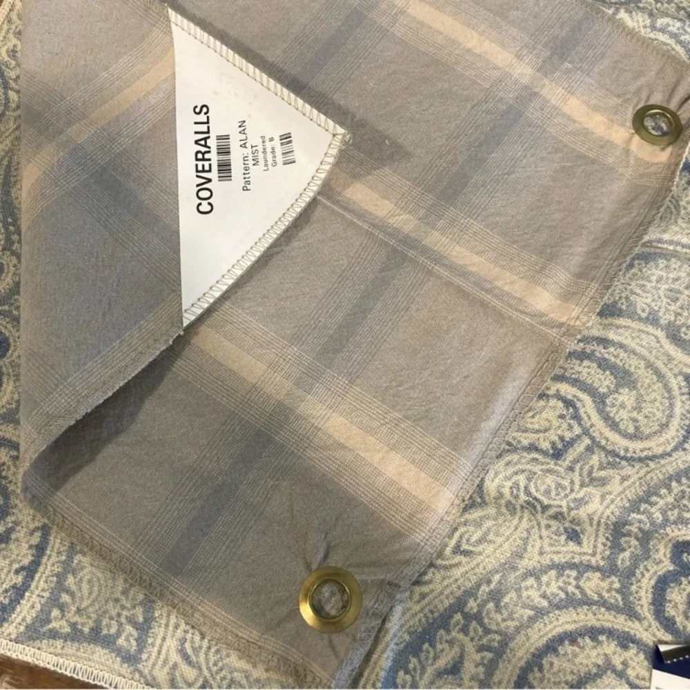 8pcs Fabric Samples Lot - Rustic Blues and Greys Paisley Damask Solid